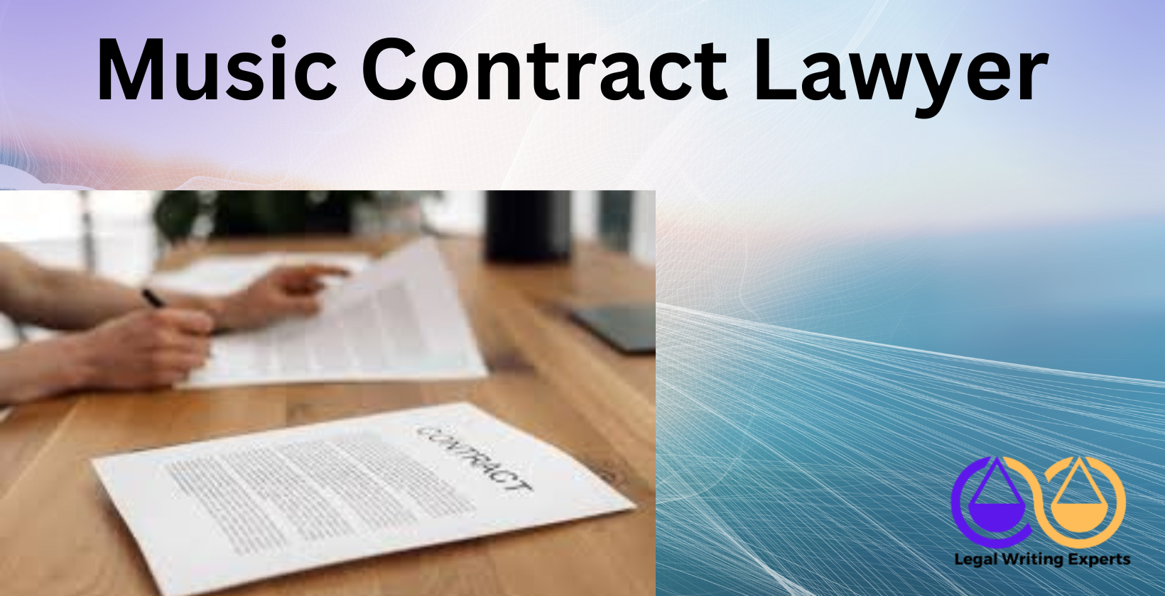 Music Contract Lawyer Music lawyer reviewing contract in office