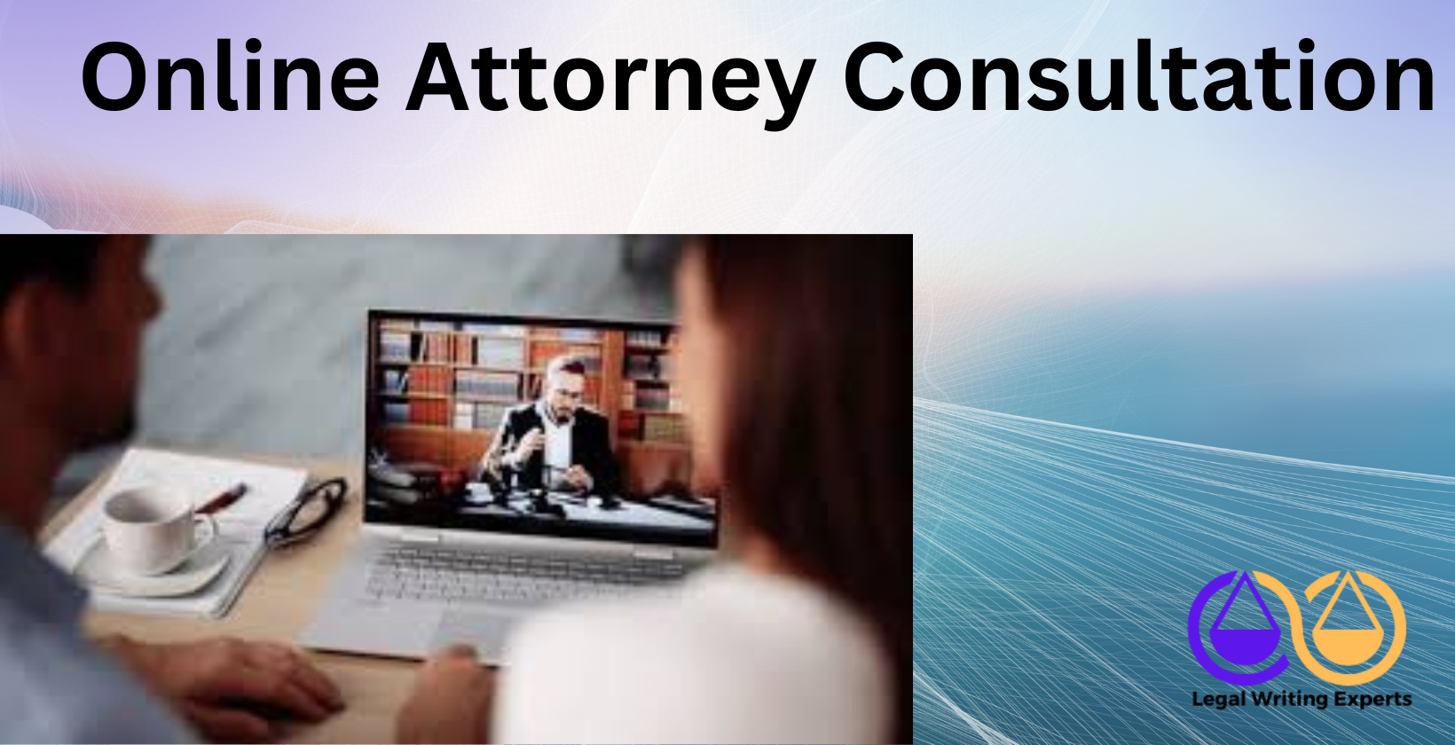 Online Attorney Consultation Attorney video call consultation on laptop
