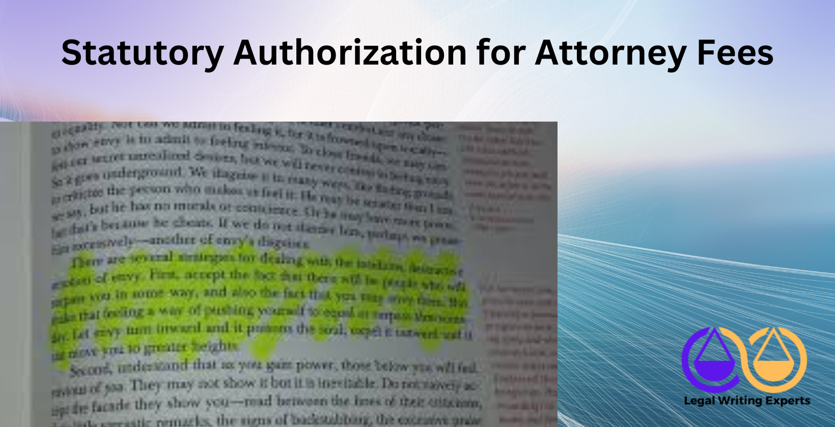 Statutory Authorization for Attorney Fees Open law book with highlighted statute text