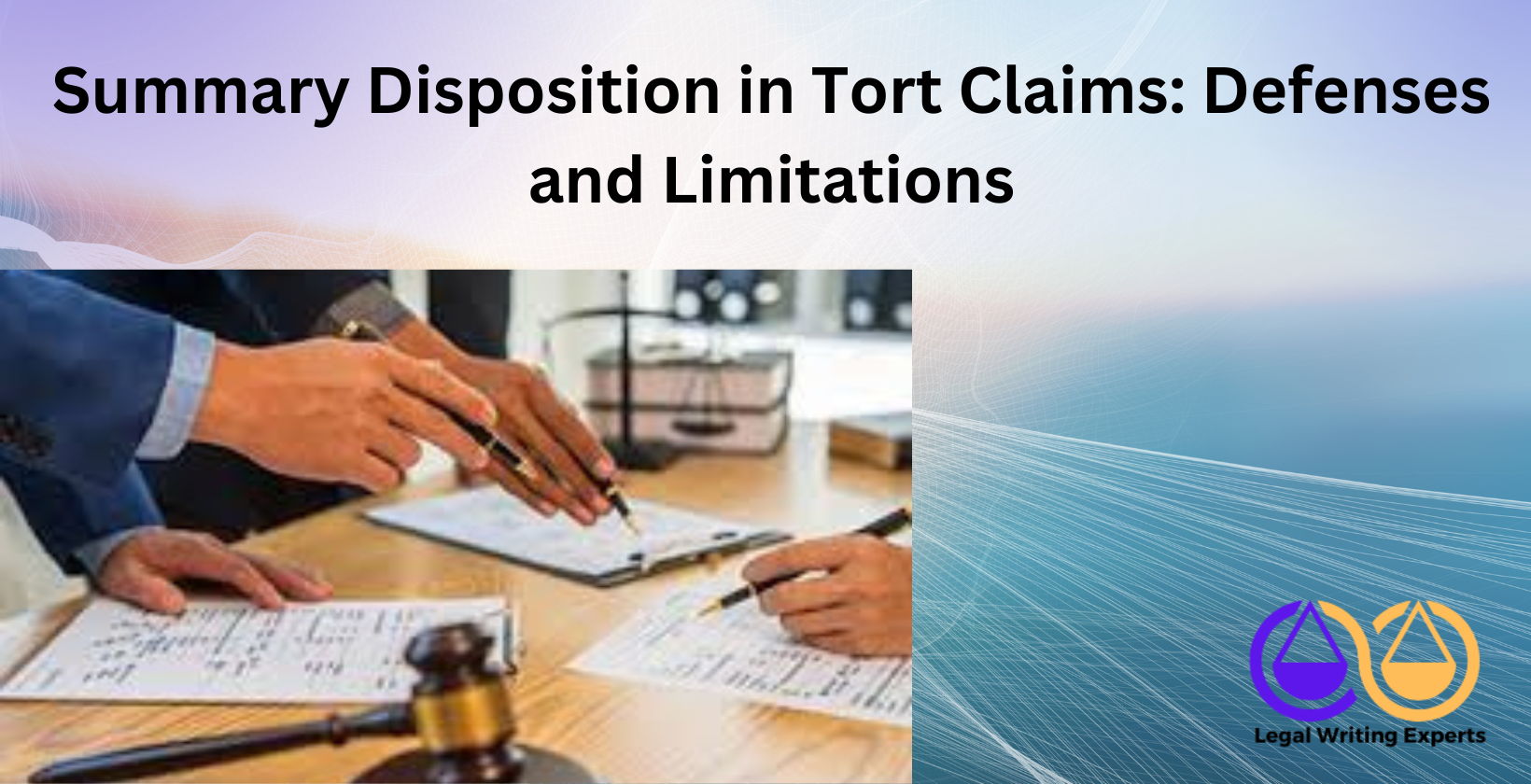 Summary Disposition in Tort Claims_ Defenses and Limitations Attorneys reviewing tort claim defenses in office