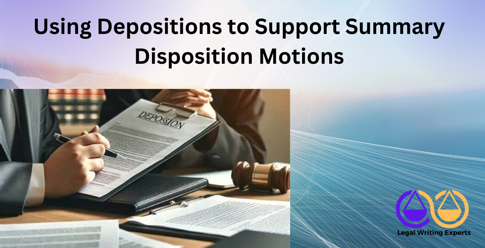 Using Depositions to Support Summary Disposition Motions Attorney reviewing deposition transcript in office